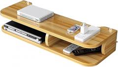 Wooden Wall-Mounted WiFi Router Shelf - Storage Holder for Modem, Set Top Box, Game Console & Cable Management - 22.4in (57cm) for Organized Home & Office