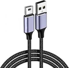 Flexible USB 2.0 to T-Shaped 5pin Power Charging Cable 480Mbps Data Sync for Small Electronics 2.4A Charging