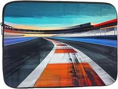 Race Track Design Laptop Bag Women Men Shockproof Travel Office School Laptop Bag, black, 13 inch