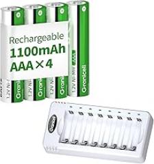 8 Bay AA & AAA Battery Charger and 1100 mAh AAA 4 Pack