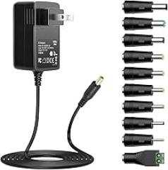Universal 12V 2A AC Adapter Charger - 100-240V Input, 8 Plug Connectors, for 12V Electronics Like CCTV Cameras, LED Lights & More