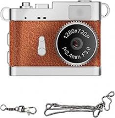 Qiilu Mini Digital Camera, 1080P Portable Retro Camera with Color Filters, LED Fill Light, 150min Continuous Taking, Intelligent Life Assistant for Daily Recording, Travel, and (Brown)