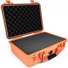 PELI 1500 Waterproof Camera Case, IP67 Rated, 40L Capacity, Made in Germany, with Customisable Foam Inlay, Orange