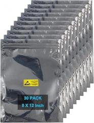 Antistatic Bags,30pcs Resealable ESD Bags 8x12inches with Labels for GPU Hard Drive SSD HDD and Electronic Device (Ziplock-8X12-30pc)