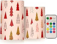 Christmas Trees Flameless Candles Color Changing Electronic Operated LED Pillar Candle with Remote and Timer for Decor Halloween Christmas Valentine's Day