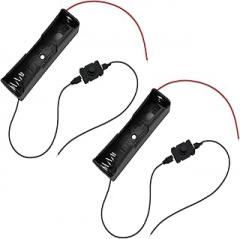 SDTC Tech 2-Pack 3.7V 18650 Battery Holder with Extend Button Switch Wire Leads Single Slot Battery Case Box for Arduino Project Electronic Circuit