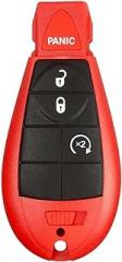 1 New Red 4 Buttons Remote Start Car Key Fob Fobik Shell / CASE IYZC01C for Dodge Challenger Charger Durango Chrysler Town Country Grand Caravan Journey & Ram (No Electronics or Chip Inside)