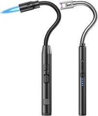 2 Pack Flexible Multi-Purpose Lighter, Long Butane Torch Lighter USB Rechargeable Electric Lighter for Candles BBQ Grill Fireplace Kitchen Camping (NOT PREFILLED)