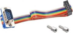 DMiotech 1 Pack FC-10 to DB9 Male Flat IDC Rainbow Ribbon Cable 20cm 2.54mm Pitch Breadboard Jumper Wires for Electronic Projects
