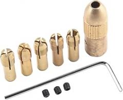 Brass Mini Drill Chuck Set, 0.5-3.0mm Collet Set for Electronic Drill, Precision Drill Bit Holder with Wrench, 4.05mm/5.05mm Shaft Diameter(5.05mm)
