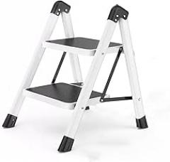 2/3/4/5 Step Ladder, Aluminum Folding Step Stool with Convenient Retractable Handgrip, Lightweight Step Ladder with Anti-Slip Sturdy Pedal for Home, Kitchen and Office,330 Lbs Capacity (Color : Gold