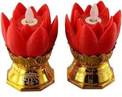 2Pcs Lotus Lamp LED Night Light Electronic Candle Lights Buddhist Lights Ornament Home Prayer and Display