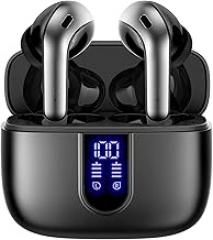 TAGRY Bluetooth Headphones True Wireless Earbuds 60H Playback LED Power Display Earphones with Wireless Charging Case IPX5 Waterproof in-Ear Ear buds with Mic for TV Smart Phone Laptop Computer Sports
