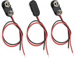 3 Pack 9V Battery Clip Connector Hard Shell for Arduino Electronics, Student Experiment, STEM Projects, and Research (I-Type)