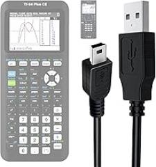 TI-84 Plus CE Calculator Charger: TI 84 Nspire Charging Cable - TI84 Graphing Calculator Charger Cord for Texas Instruments C Silver Edition Ti-nspire CX CAS II C TI-83 TI-85 TI-89 Data Cable (5ft)
