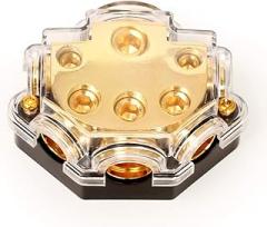 JUNPIN HARDWARE Amp Copper Audio Power Distribution Block 0 Gauge AWG in 2/4/8 Gauge AWG 5 Way Out for Audio Splitter Ground Distribution Connecting Block