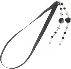 Milisten Retro Black Crystal Glasses Chain, Anti Lost Eyeglass Lanyard, Portable Multifunction Eyewear Strap for Women, Vintage Style Eyeglass Holder for Daily Use
