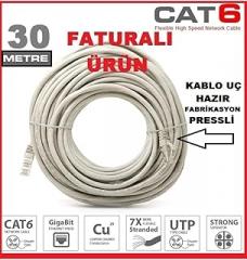 ATA ELECTRONIC Quality Kalin Copper 30Mt 30 Meters Cat6 Cat 6 Internet Ethernet Cable Modem Computer Patch Cable