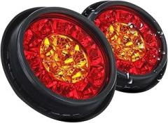 1/2pcs 12V Car Turn Signal Light Round Rear Brake Lamps 16 LEDs Tail Lights Stop Lamp For Truck Trailer RV Caravan New 2026 High For Reliable Electronic Component, Precision, Stable Performance