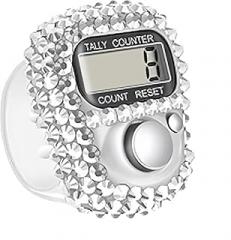 Silver Electronic Finger Tally Counter Clicker Counter, Convenient Portable Digital Display Tally Counter, Resettable Lap Counter for Golf Goods Counting Accessories, Track and Field Lap Counters