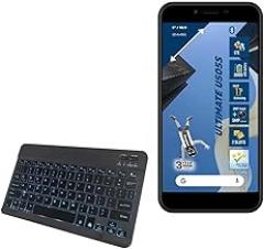 BoxWave Keyboard Compatible with Energizer Ultimate 505s - SlimKeys Bluetooth Keyboard - with Backlight, Portable Slim LED 7 Colors - Jet Black