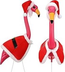 Christmas Flamingo Costume Flamingos Yard Decor Santa Flamingos Outfit for Flamingos Statue Garden Lawn Outdoor Decorations