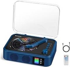 Vangoa Portable CD Player (Home Edition) Wireless Charging Mini Desktop CD Player Built-in Dual Speakers with Light Effects Supports USB/AUX (Headphone Jack) Pink Edition (Blue)