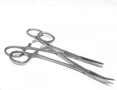 2 Pcs Crile Hemostat Forceps with Curved+Straight Full Serrated Jaws 5.5