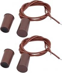 2SetRolling Magnetic Electronic security Contact Reed Gate Door Switch Recessed Alarm Security Brown