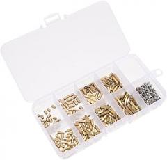 300pcs Copper Standoff and Fastener Nickel-Plated Screws Nuts and Threaded Pillars for Electronics Office Equipment and Furniture Assembly
