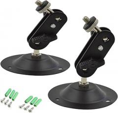 2 Pcs Wall Mount Round Base Flexible Bracket Stand for CCTV Camera Camcorder Universal Adjustment Monitoring Bracket (blackbracket)