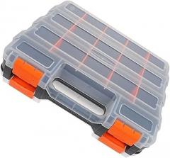 Plastic Storage Box and Electronic Component Organizer with Compartments, Portable Double-sided Tool Accessory Case 32x27x8cm for Hardware Parts Storage and Small Bead Sorting