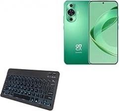 BoxWave Keyboard Compatible with Huawei nova 11 - SlimKeys Bluetooth Keyboard - with Backlight, Portable Slim LED 7 Colors - Jet Black