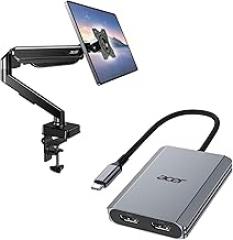 Acer 4-in-1 USB C to Dual HDMI Adapter 4K@60Hz Bundle with Single Monitor Mount Fits 17 to 34 Inch Screens