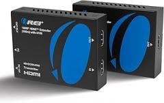 OREI KVM HDMI Over Ethernet Extender Balun Over CAT6/7 Cable 1080p Upto 330 Feet - 2 USB 1.1 Ports, Supports Keyboard and Mouse USB HDMI Loop Out, Power Over Cable (HD-EX330-KVM)