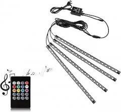 Car LED Strip Light, Uniwit 4 Pcs Multicolor Music Car Interior Atmosphere Lights for Car TV Home with Sound Active Function,Remote Control and Smart USB Port (48 LED-USB Port)