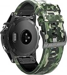 26mm Quick Easy Fit Camouflage Silicone Watch Band Compatible for Garmin Fenix 7x/Fenix 6x Pro/Fenix 6x/Fenix 5x Plus/Fenix 3/Fenix 3 HR, Sport Waterproof Replacement Wrist Strap for Enduro/Descent Mk1/D2 Delta PX/Tactix Delta