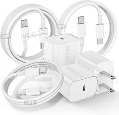 Fast Charger for iPhone 17 16 15 Charger Fast Charging 3Pack, 3+6+10ft USBC to USBC Cable Cord &20W Type C Block for iPhone 17/17 Air/17 Pro Max/17 Pro/16 15 Pro Max/Pro/Plus,iPad Pro/Air/Mini