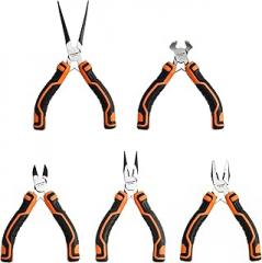 Vanquish 5-piece Mini Pliers Set-Long Nose, Diagonal, End-Cut, Linesman, Needle Nose for Crafts,Jewelry, Electronic Devices 3198