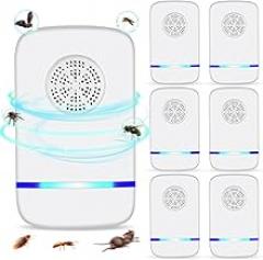 Ultrasonic Pest Repeller Indoor 6 Pcs, Electronic Pest Mouse Repellent Ultrasonic Plug in for Mosquito, Mice, Ant, Roach, Fleas, Spider, Bug for Home Hotel Garage Office