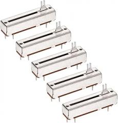 MECCANIXITY 5Pcs Straight Single Linear Slide Potentiometer 4 Pin B50K 50mm(L) 30mm Travel 4x10mm Handle Fader Variable Resistors Mixer Electronic Potentiometer for Dimming Tuning