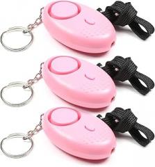 Bettomshin Pink Safe Sound Personal Alarm 120dB LED Light Alarm Keychain 3pcs