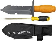 Serrated Edge Digger Sapper Shovel with Coin Probe Hand Shovel Set Premium Belt Holster Digger Tool for Metal Detecting