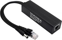 Industrial Gigabit PoE Splitter with IEEE 802.3af/at-Compliant 10/100/1000Mbps,Power Over Ethernet Splitter Adapter for Raspberry Pi 5 4B 3B+ 3B/Network Camera, 5V 5A 25W Output, DC Port