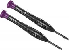 Tiny Torx Screwdriver, 109mm Length, Steel T9 Star Head Screw Driver with Swivel Lid Non-Slip Grip - (Applications: for Eyeglasses Watches Electronics Computer), 2pieces