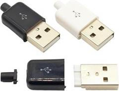 fengpeng 10pc/lot DIY USB 2.0 A Male Assembly Adapter Connector Plug Socket Black White(White)