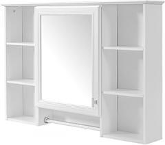 Space Expanding 3-in-1 Bathroom Mirror Cabinet, 42 Inch Wall Mounted with High-Define Mirror & Adjustable Storage, Soft Close Door for a Spacious Feel (White)