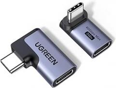 UGREEN 40Gbps Right Angle USB C Adapter Combo, 2-Pack 90 Degree USB-C Adapter Compatible with MacBook Pro/Air, Steam Deck, Switch, ROG Ally, Thunderbolt 4, iPhone 16/17, iPad
