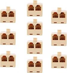 ARTIBETTER 10-Pack 2-Way Telephone Line Splitter Rj11 Phone Jack Adapter for Landline Corded Phones Office Electronics Connector