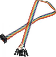 MECCANIXITY 1 Pcs IDC Rainbow Wire Flat Ribbon Cable FC-Female to 8P 11.8 Inch Length 2.54mm Pitch Breadboard Jumper Wires for Electronic Projects